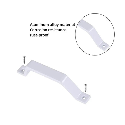 2 Pack Sliding Barn Door Handles In White, 6.1 Inch Long Aluminum Alloy Gate Handles For Garage Doors, shown with screws, front view