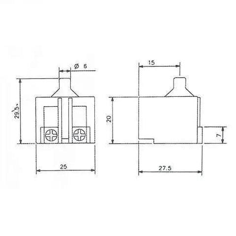 Technical drawing of Beefed Up Heavy Duty Universal Replacement Switch For Angle Grinders And Polishers, dimensions shown
