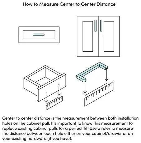 Diagram showing how to measure center to center distance for Grace Collection Barrow Pull in Honey Bronze 160mm