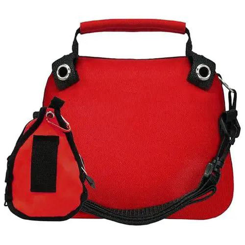 Red emergency first aid kit with shoulder strap and bonus mini backpack, 398-Piece Emergency First Aid Kit With Bonus Mini Backpack For Office Home Car