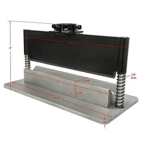 Pro-Grade 12 Inch Press Brake Bender V Block Attachment for 12 or 20 Ton Hydraulic Shop Press with size dimensions