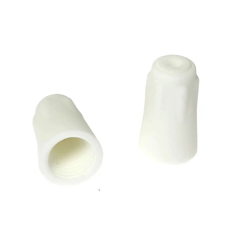 White ceramic wire connector cap, large porcelain wire nut with hollow interior, 2 pieces