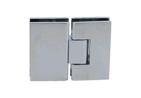 Victoria 180 Degree Glass-To-Glass Shower Hinge in polished chrome for heavy duty doors, close-up view.