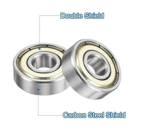 608 ZZ Ball Bearings 8mm By 22mm By 7mm with double carbon steel shield, high speed low noise for skates and robotics, pack of 12