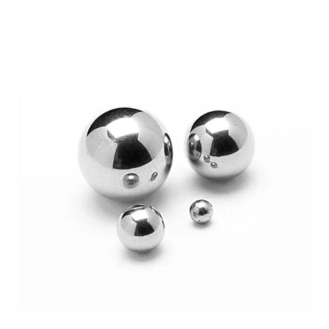 Four 304 Stainless Steel Balls Solid Metal Balls of varying sizes, including 21mm, 24mm, and 35mm, used for bearings and precision parts.