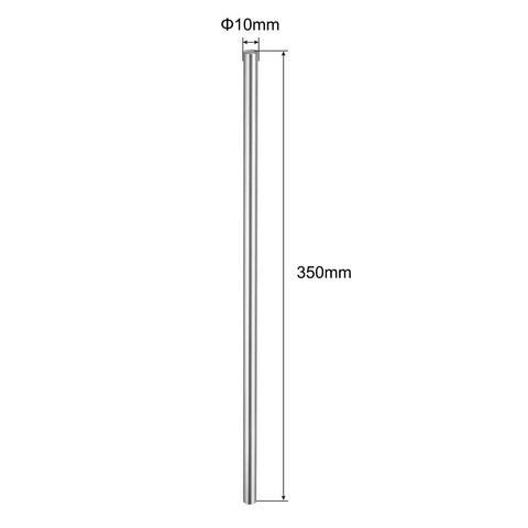 Two Pack 10mm X 350mm Linear Motion Rod Shaft Guide, Hardened Chrome Plated Steel Rail For 3D Printers And CNC Machines. Front view.