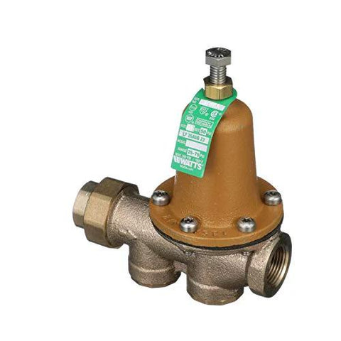 Watts LF25AUB-Z3 water pressure reducing valve, brass body, green tag, polymer seat, 3/4 in NPT female unions