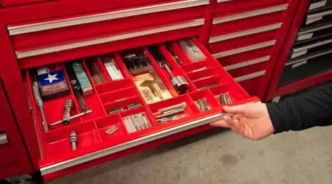 Red 10 Compartment Drawer Organizer Tough As Nails Heavy Duty Stackable Tray For Garage Tool Organization with tools
