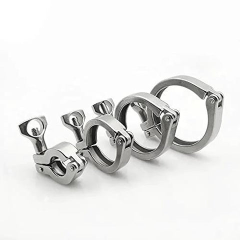 Beduan 1.5 inch sanitary tri-clamp fittings with wing nuts, 304 stainless steel, 5-pack