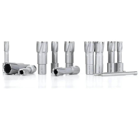 Heavy Duty Carbide TCT Annular Cutter Set For Magnetic Drill Press 13 Piece With Weldon Shank And One And Three Eighths Inch