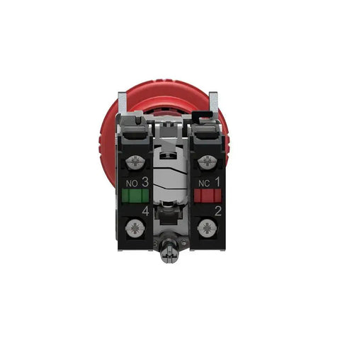 Back view of Red Emergency Stop Push Button Switch SPST No NC With Push Turn Release for heavy-duty safety cutoff, screw terminals visible.