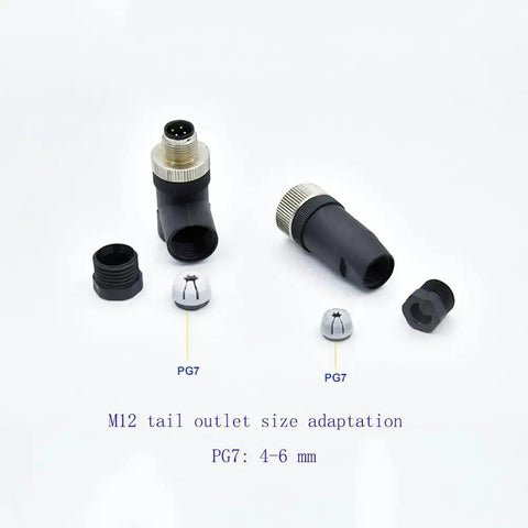 M12 8 Pin Female Industrial Circular Connector A Code Straight 2 Pack Field Wireable Sensor Adapter IP67 PG7 components