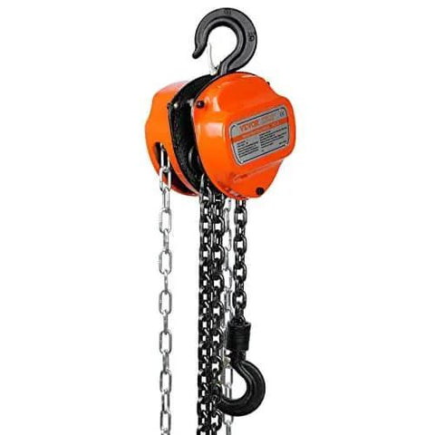 1 Ton Hand Chain Hoist 20 Ft Lift 2200 Lbs G80 Galvanized Chain, Double Pawl Brake, Auto Chain Leading and 360 Hook