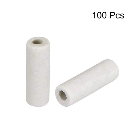 Ceramic insulation tubes, 1mm dia, white alumina porcelain insulators, two shown, 100 pcs