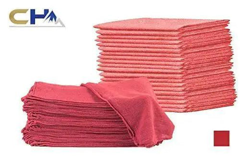 Red Cotton Shop Towels 100 Percent Cotton Multipurpose Mechanic Garage Rags Highly Absorbent Auto Detailing Cloths 12x14 Inches Pack Of 25