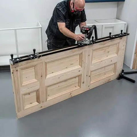 Butt Hinge Template Kit With Fully Adjustable Router Jig on wooden door for square or radius hinge routing from 2'6" to 9'