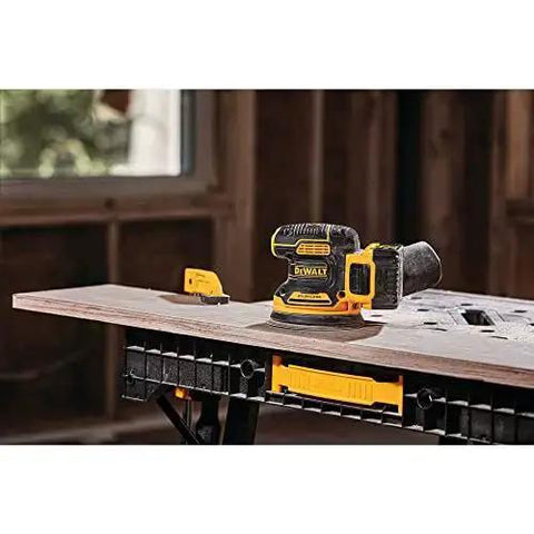 20V Max Brushless Orbital Sander Tool Only with Variable Speed Control 8000 to 12000 OPM on a wooden surface