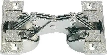 Ten Case Pack Miter Flap Cabinet Hinges 45 90 1.5mm Wide With 135 Degree Opening, steel, side view of adjustable hinge, made in Germany