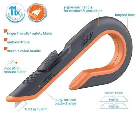 3 Position Box Cutter With Ceramic Zirconia Blade And Locking Blade, ergonomic handle, nylon material, ambidextrous design