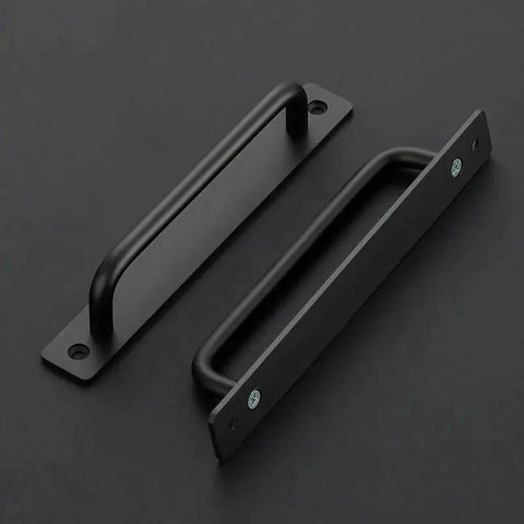 2 Pack Barn Door Handles For Sliding Doors In Black With Plate Zinc Alloy Rust Resistant Pull Handles Hole Center 8.8 Inches