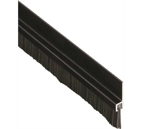 Concealed Brush Seal For Meeting Stile Doors In Dark Bronze With Black Brush Insert, 1 Inch Wide By 84 Inch Length, Slotted Holes For Easy Adjustment, Durable Door Gap Sealing Made In USA By Pemko 085576 18061DNB84, close-up view