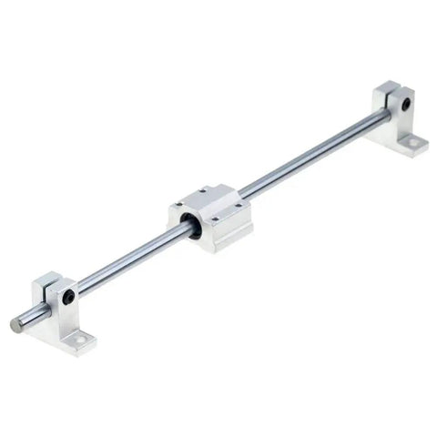 Aluminum Linear Rod Rail Shaft Support Guide Kit for 10mm Shaft, SK10, 4 Pack, shown in a single rail setup.