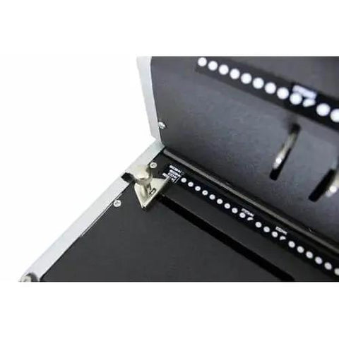Close-up of CoilMac-ER Plus Manual Coil Punch With Electric Inserter showing disengageable pins and 0.248 inch pitch settings.