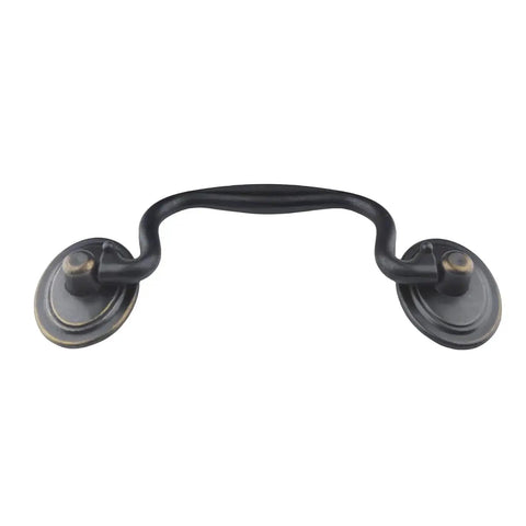 4 Pack Antique Iron Black Drawer Pulls Droop Bail Handles for Kitchen Cabinets and Furniture Doors 102mm Center To Center
