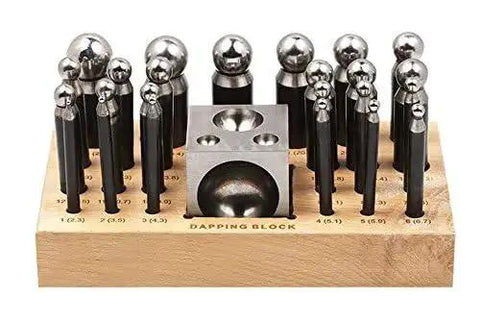 26 Piece Dapping Doming Punch Block Set For Jewelry Making And Metal Forming Tool Kit With Sizes From 2.3 mm To 25 mm