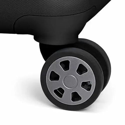 Close-up of 360 spinner wheels on Pagosa Hardside Carry-On Luggage With 2-Inch Expandable Gusset, Indestructible Polypropylene Shell, 22-Inch