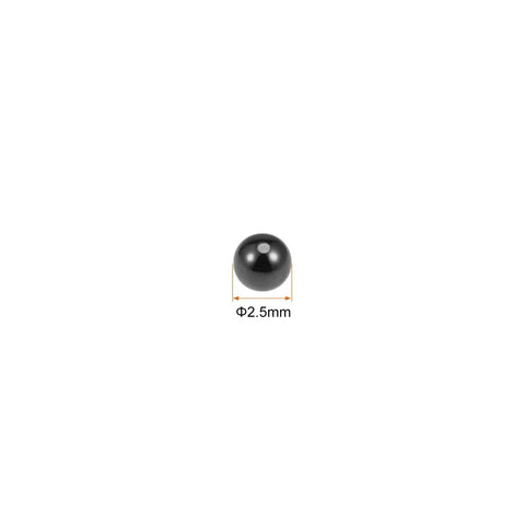 Front view of a 2.5 mm Si3N4 ceramic bearing ball, black.