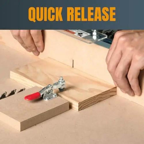 8 Pack Small Toggle Clamps With 60 Lbs Holding, Quick Release Horizontal Adjustable Clamps for Woodworking installed on jig