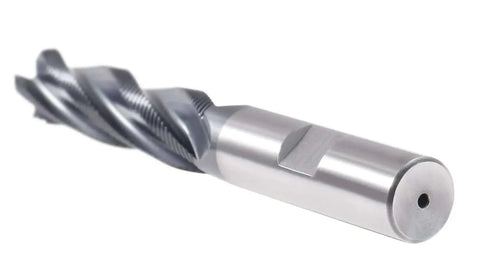 TiAlN Coated M42 8 Percent Cobalt Roughing End Mill 1/2 Inch Shank, 1/2 Inch Diameter, 2 Inch Flute Length, 4 Inch Overall Length