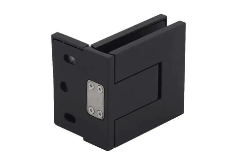 Palermo Matte Black Adjustable Wall Mount Offset Back Plate Hinge for Glass Doors Fits Three Eighths Inch And One Half Inch Glass