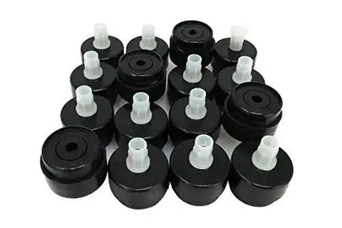 16 Pack Self Leveling Table Glides with Quarter Inch Threaded Stem and Adjustable Feet, Black finish