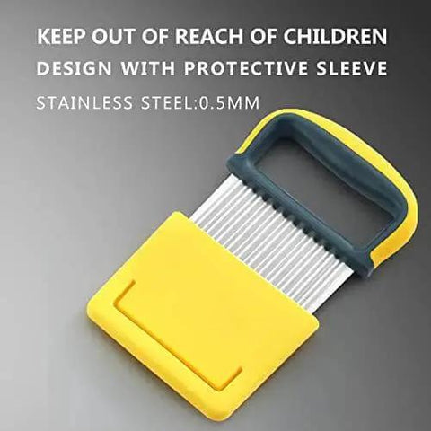 2 Piece Crinkle Cutter Set Stainless Steel Veggie Slicer For Potatoes Carrots And More Waffle Fries Chip Cutter French Fry Chopper Kitchen Gadget