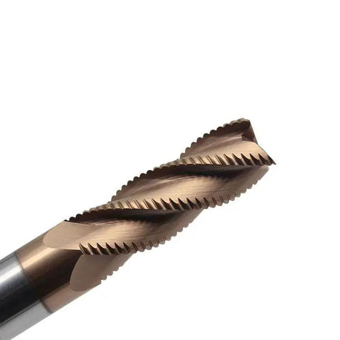 Rugged One Quarter Inch Carbide Roughing End Mill From Sisona With Four Flutes, Two And A Half Inch Overall Length, TiN Coated