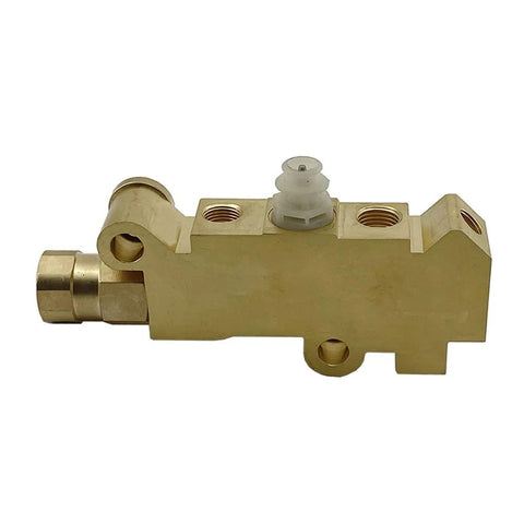 PowerWorks PV4 brake proportioning valve, brass block with threaded ports and white plastic connector