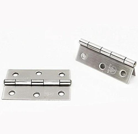 2.5-inch folding butt hinges, 304 stainless steel, 63x41mm, silver finish for wooden boxes; two hinges shown