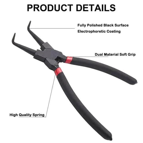 Internal Snap Ring Pliers Angled Bent Nose 90 Degree Tip 7 Inch For Installing Retaining Rings Pro Grade CRV Chrome Vanadium Steel