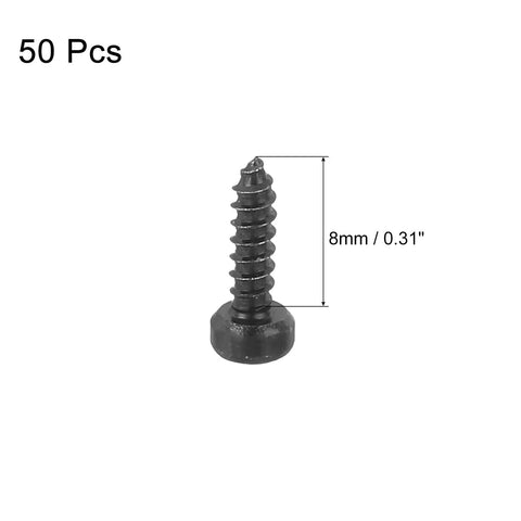 M2x8mm Hex Socket Head Cap Screws Self Tapping Set 304 Stainless Steel Black Oxide Hex Drive 50 Pcs M2 Thread 0.8mm