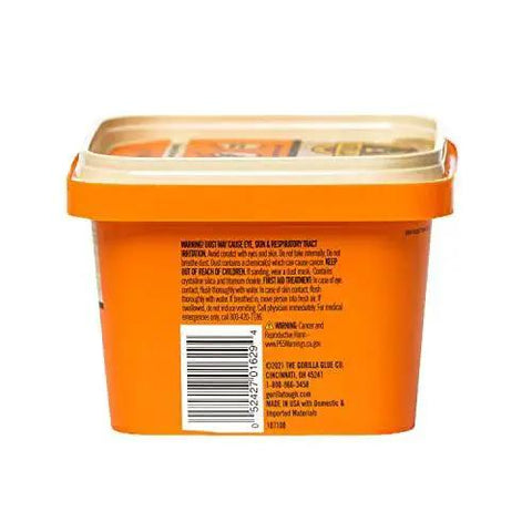 Side view of 16 oz tub of All Purpose Wood Filler Natural Finish 16 Oz Water Resistant Indoor Outdoor Use with label details visible