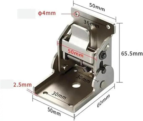 90 Degrees Self Locking Folding Hinge Anti Corrosion Invisible Connector with measurements for tables and furniture