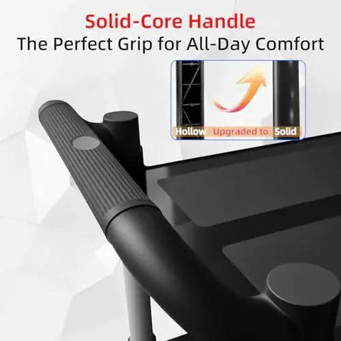 Solid-core handle of Three Tier Rolling Service Cart With Tangle Free Swivel Wheels And Two Brakes Heavy Duty 450 Lb Capacity