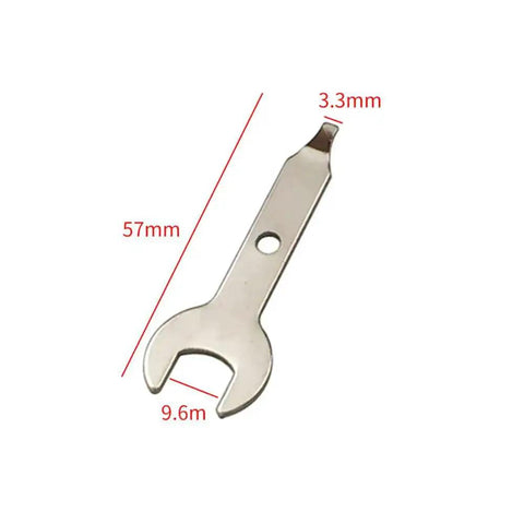 Detail view of wrench from Four Piece Collet Wrench Kit For Dremel Rotary Tools, 57mm length, stainless steel material.