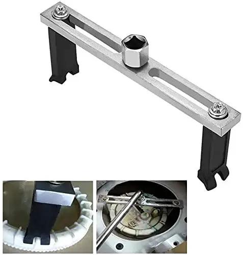 Universal Fuel Pump Removal Tool Set With Lock Ring Wrench And Tank Cover Spanner, adjustable wrench focus, close-up view