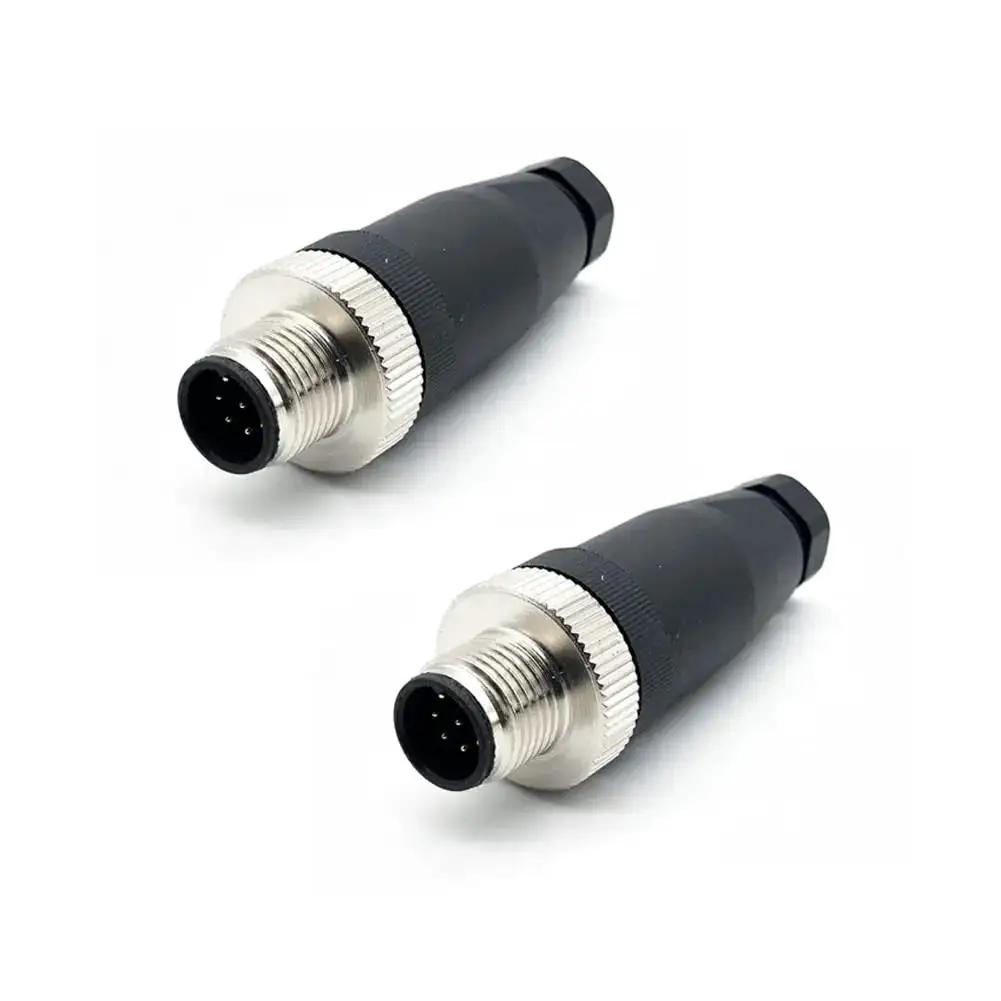 M12 8 Pin Male A Coding Straight Type Industrial Circu...