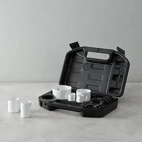 Bi-Metal Hole Saw Kit 9-Piece With Carrying Case, High Speed HSS Cutters From 0.78 Inch To 2.69 Inch shown in black case