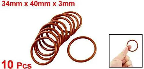 Red 40mm OD O Ring Seal Set For Travel Mugs, 34mm ID, 3mm Wide VMQ Silicone, Tough High Temp Gasket, 10 Durable Red O Rings