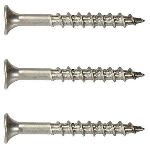 Marine Grade Stainless Steel Deck Screws 316 Size 8 X 1-1/4 Inch Flat Head Square Drive Wood Cutting Point side view